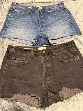 2 Women’s Distressed Denim Shorts - Blue & Black